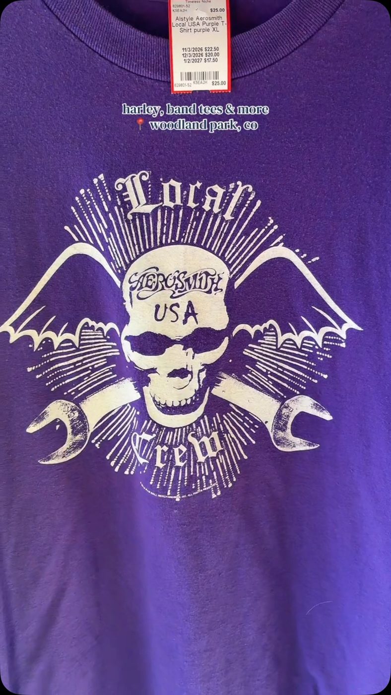 Vintage band tee with a winged skull graphic, from an Instagram reel